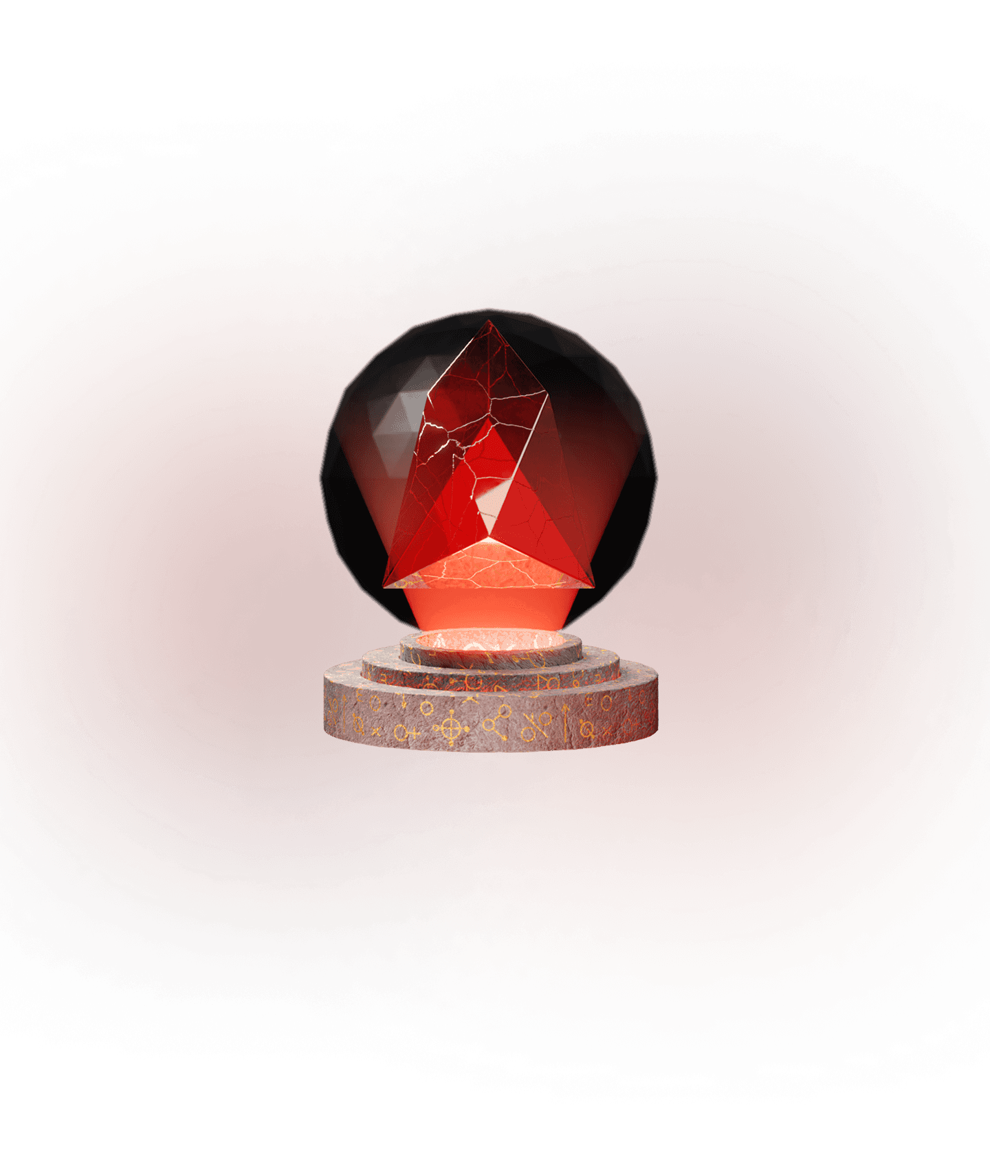 Red crystal on pedestal 3D